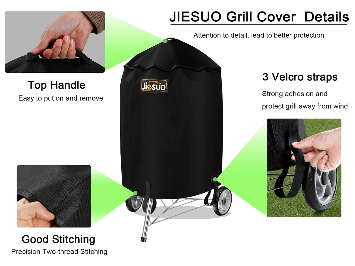 BBQ Cover for Weber Charcoal Kettle, Premium 22 Inch Grill Cover, Heavy Duty Waterproof Grill Covers