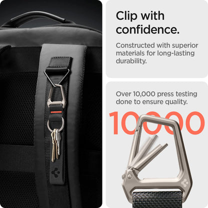 Spigen Life Carabiner Lanyard Keychain Strap for Keys ID Badge Wallet Holder and Everyday Carry Items Wristlet Keychain Ring Carabiner - Black