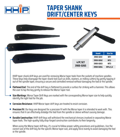 HHIP 3900-0265 4-Piece Drift/Center Key Set (Mt 1-2-3- and 4/5/6)