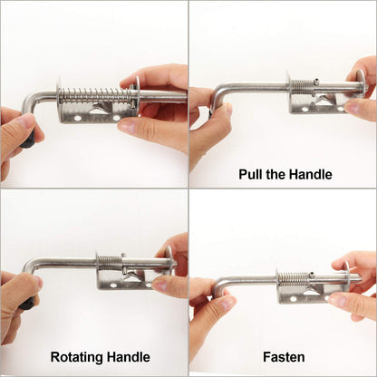 EATHEATY 4 Pack Spring Loaded Latch Pin - 5 Inch 304 Stainless Steel Spring Pin Latch Lock Barrel Bolt for Gate Door Tailgate Trailer Van Garage