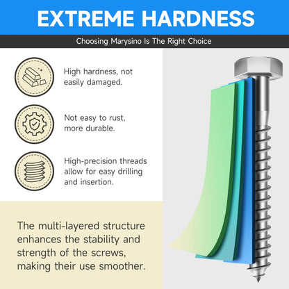 (8-Set) 1/2 x 3 Lag Screws, Stainless Steel Heavy Duty Hex Head Lag Bolts for Wood, Commercial/Industrial Grade 1/4 Bolts, Mounting Screws Bolts Kit, Black Oxided by Marysino