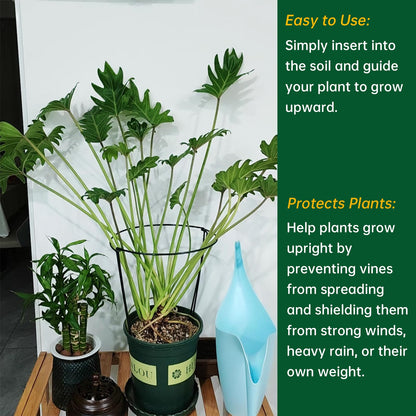 12 Pack Garden Plant Support Stakes Ring Cages with Garden Plant Ties, 10" Wide x 16" High Metal Half Round Plant Ring for Peonies, Hydrangea, Tomato, Rose