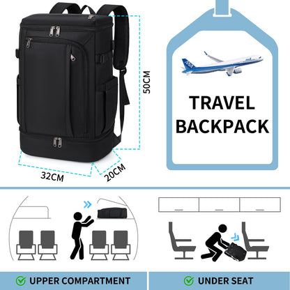 Travel Backpack 15.6 Inch Laptop Backpack for Men and Women Anti Theft Carry On Backpack Flight Approved Computer Backpack with USB Charging Port Large Waterproof Backpacks for Work School, Black