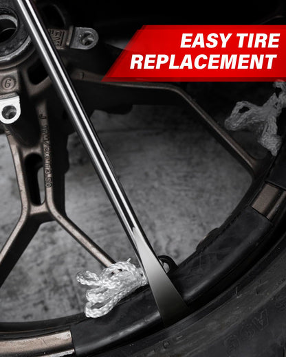 ROTATION 14.5" Steel Tire Spoons Tool Set, 6-Piece Tire Iron Kit, Professional Tire Removal Tools for Motorcycle Dirt Bike Scooter, Include 3 Tire Spoons, 2 Rim Protector, 1 Valve Tool, 6 Valve Cores