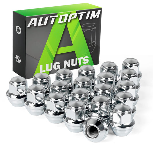 AUTOPTIM M12x1.5 Lug Nuts - Replacement for 2001-2022 Escape, 2012-2018 Focus, 2006-2020 Fusion, 2011-2022 Fiesta, Chrome Wheel Lug Nut (20pcs) Titanium-Coated Chrome Silver Finish