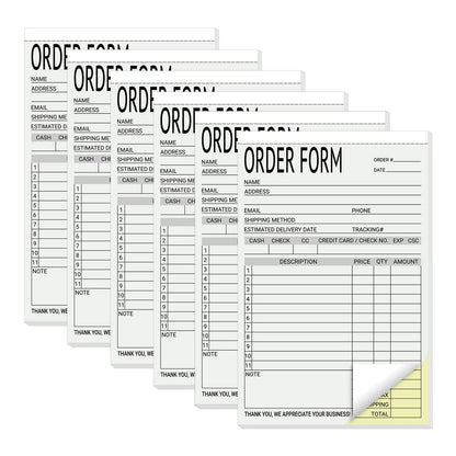 suituts 6 Pack Sales Order Books Work Order Form Pads, 2 Part Carbonless, 5.5 x 8.5 Inch Invoice Receipt Book for Business(50 Sets Per Book)