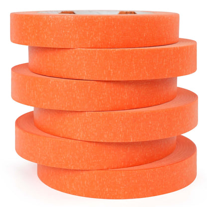 TAPEBEAR Orange Masking Tape 18mm x 50m, General Purpose Paper Tape for Painting, Labeling, DIY Arts Crafts, Home Office School Projects, 6Rolls