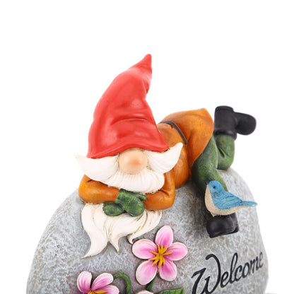 TZSSP Garden Gnome Outdoor Statue Welcome Stone Statuary for Patio Lawn Garden Decoration,Red