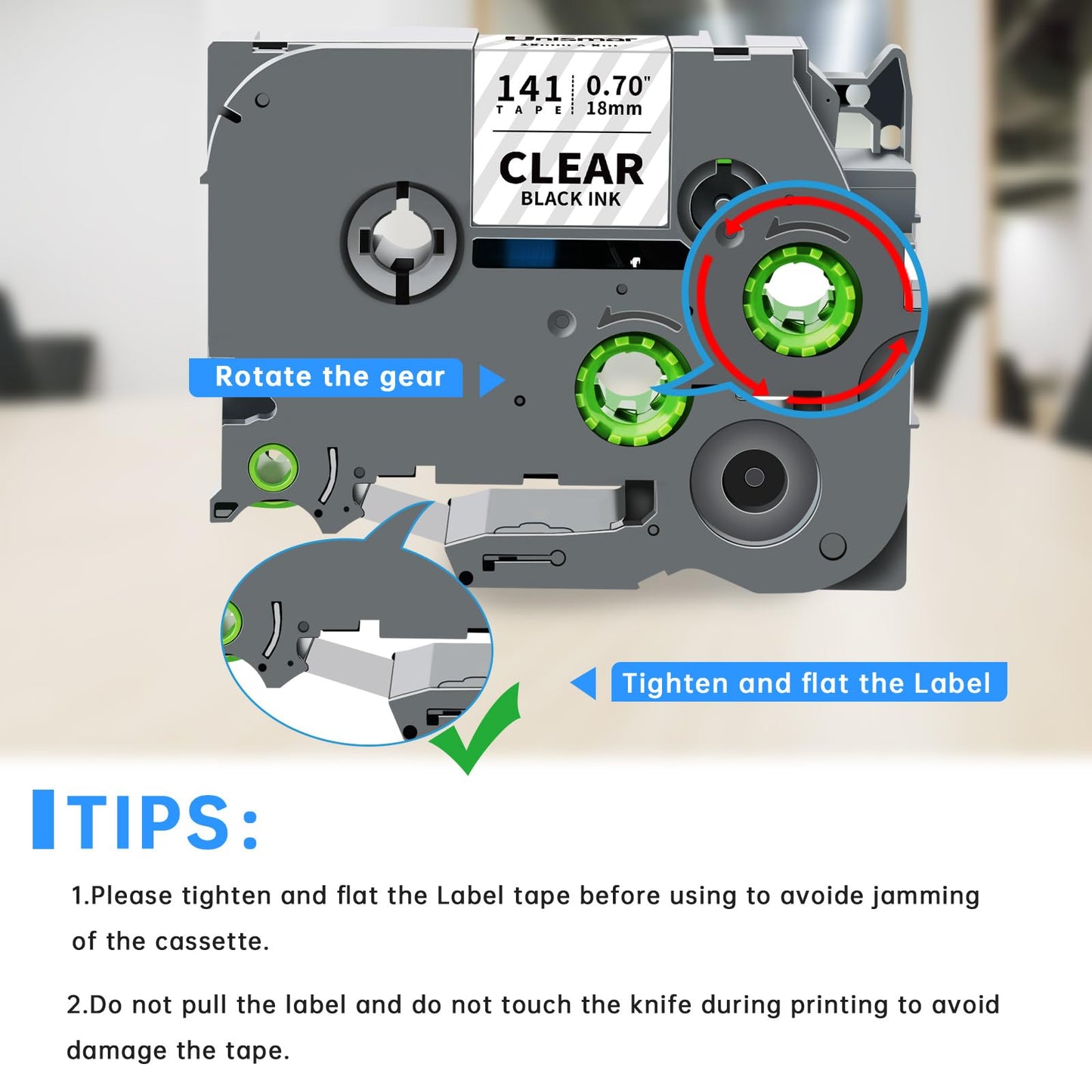 Unismar 3-Pack Tz Tape 18mm 0.7 Laminated Clear Compatible for Brother Tze-141 Tze141 Tz 141 3/4'' P Touch Label Tape Tze 18mm 0.7" Black on Clear for Ptouch PT-D400AD PT-D410 PT-D600 PT-D400 PT-1880
