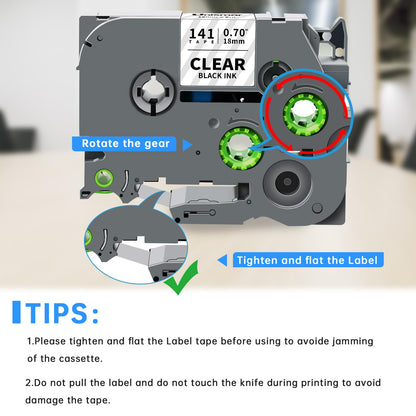 Unismar 3-Pack Tz Tape 18mm 0.7 Laminated Clear Compatible for Brother Tze-141 Tze141 Tz 141 3/4'' P Touch Label Tape Tze 18mm 0.7" Black on Clear for Ptouch PT-D400AD PT-D410 PT-D600 PT-D400 PT-1880