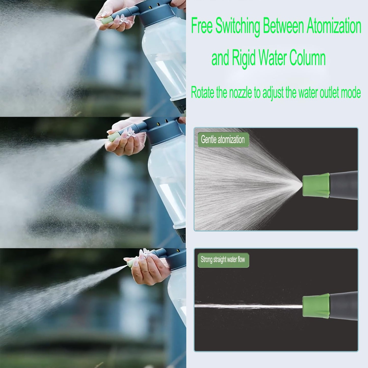 2L Plant Spray Bottle Pump Sprayer Plant Watering Can Hand-Held Misting Spray Bottle with Adjustable Nozzle (Green+Grey)