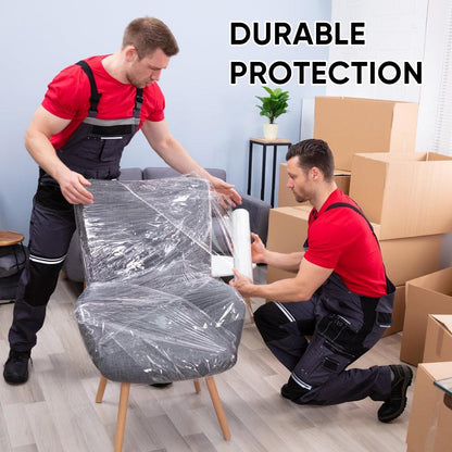 15 Inch Stretch Wrap - 500 Feet | 60 Gauge, 1 Roll Clear Plastic Wrap for Moving Self-adhering, Thick and Sturdy Packing Moving Supplies Heavy Duty Shrink Film