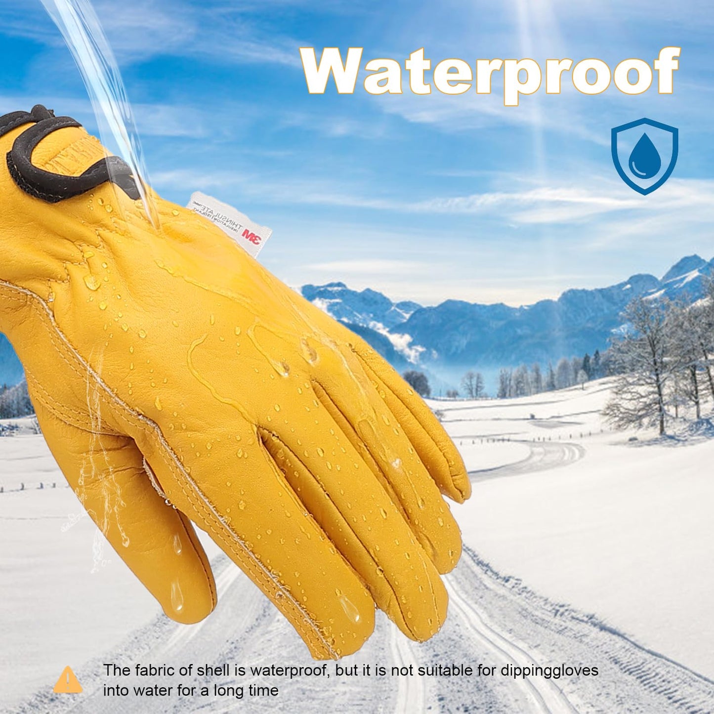 SLARMOR Winter Leather Work Gloves for Men, Warm Thinsulate Lining for Cold Weather Work, Thermal Insulated Work Gloves with Leather Palm,100 gram Insulation-S