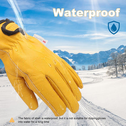 SLARMOR Winter Leather Work Gloves for Men, Warm Thinsulate Lining for Cold Weather Work, Thermal Insulated Work Gloves with Leather Palm,100 gram Insulation-S