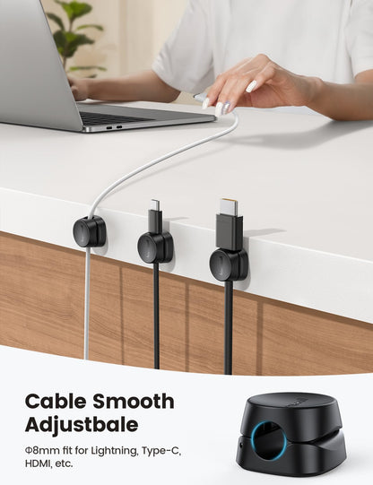 Cord Organizer [1s Lock] Spring Cable Holder Clips - Lamicall 12Pack Desk Cable Management Clips, Phone Charger Cord [Smooth Adjustable], Adhesive Wire Organizer Keeper for Nightstand Wall Car Office