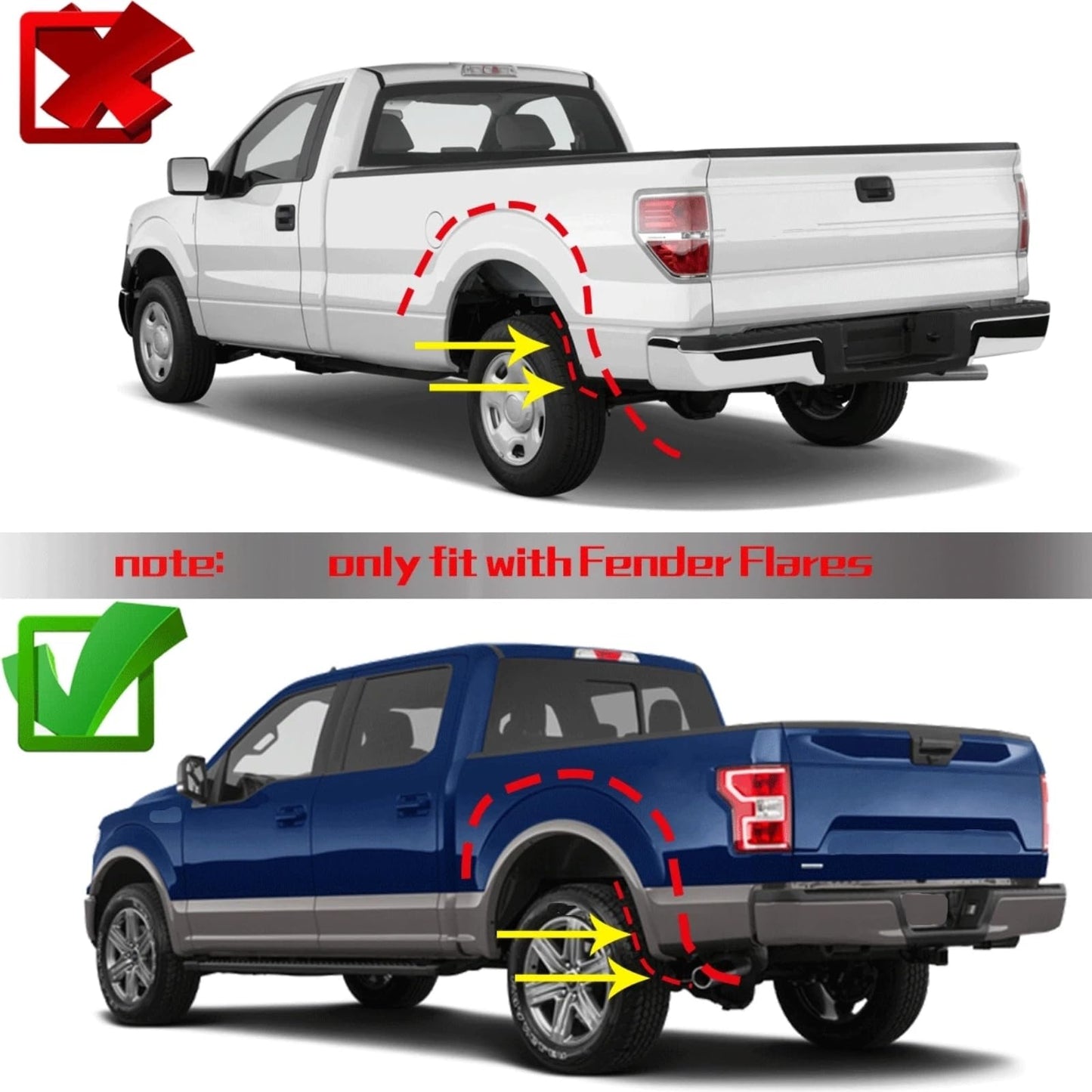 A-Premium Set of 4PCS Mud Flaps Splash Guards Mudguards Mudflaps with Hardware Kits Accessory Compatible with Ford F-150, 2015-2020, (fits for Fender Flares), Black Color, Front LH RH and Rear LH RH