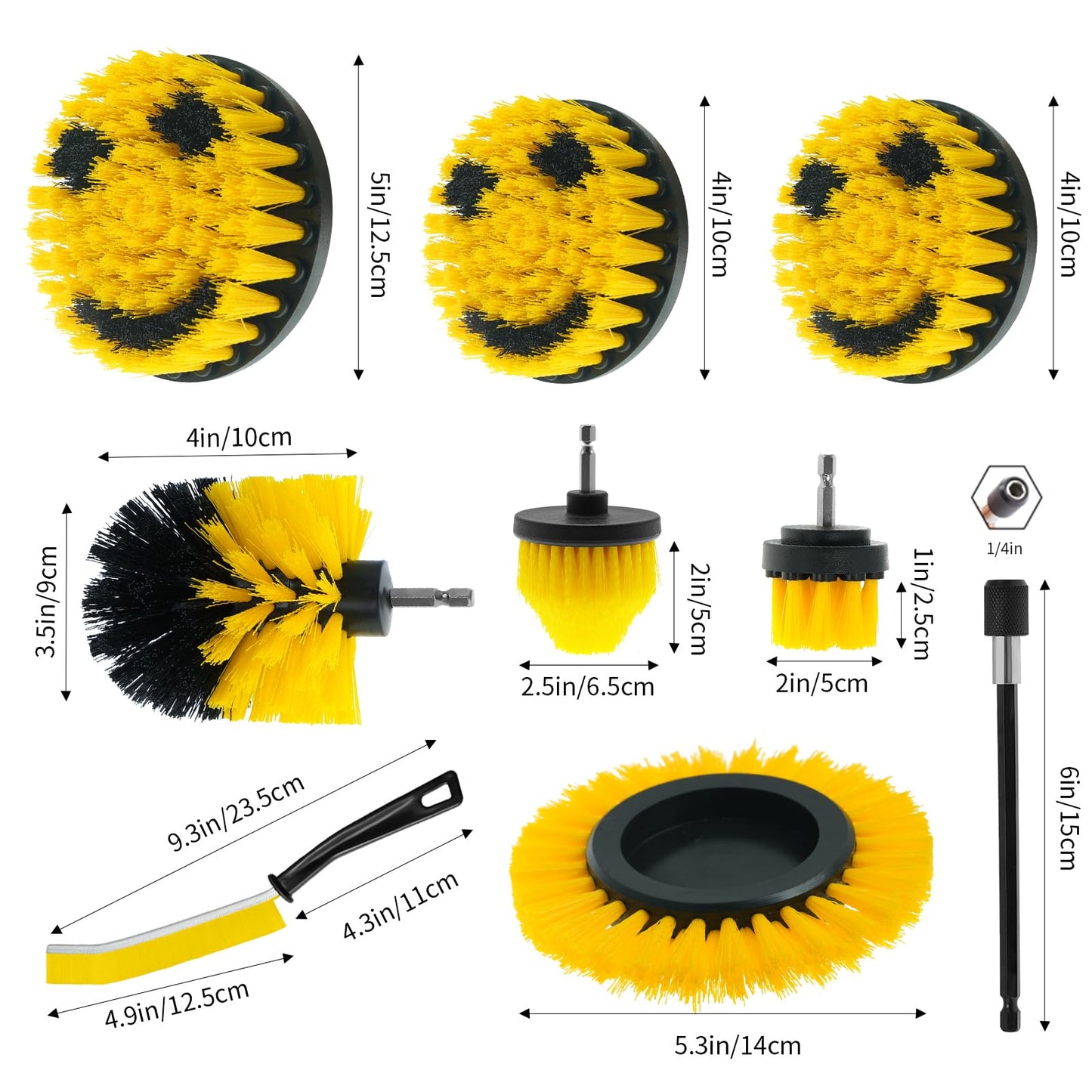 TOWBRUS 10 Pack Drill Cleaning Brush Attachment Set, Brush Drill Attachment for Cleaning Grout, Floor, Tub, Shower, Tile, Sink, Bathroom, Kitchen, Car, Narrow Gaps, Perfect for Hard-to-Reach Surfaces