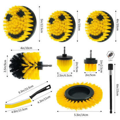 TOWBRUS 10 Pack Drill Cleaning Brush Attachment Set, Brush Drill Attachment for Cleaning Grout, Floor, Tub, Shower, Tile, Sink, Bathroom, Kitchen, Car, Narrow Gaps, Perfect for Hard-to-Reach Surfaces
