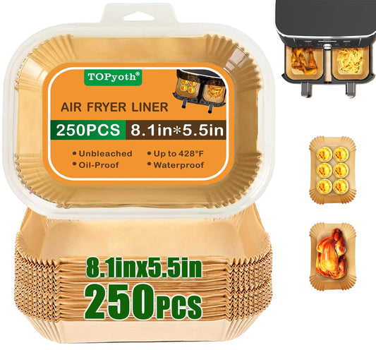 Air Fryer Liners,250PCS AirFryer Liners for Ninja,Foodi Dual Air Fryer DZ201/DZ401,Air Fryer Disposable Paper Liners,Baking Parchment Waterproof Oil Proof (250, 8.1 * 5.5)