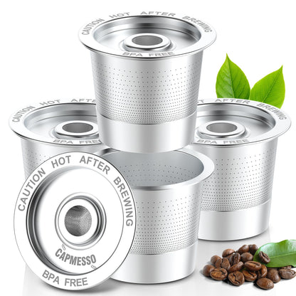 4 Pack Reusable K Cups Coffee Pods for Keurig 1.0: Stainless Steel Refillable K Cup - Reusable Coffee Filter for Keurig 1.0 Coffee Maker, Permanent, Eco-Friendly, Newest Design