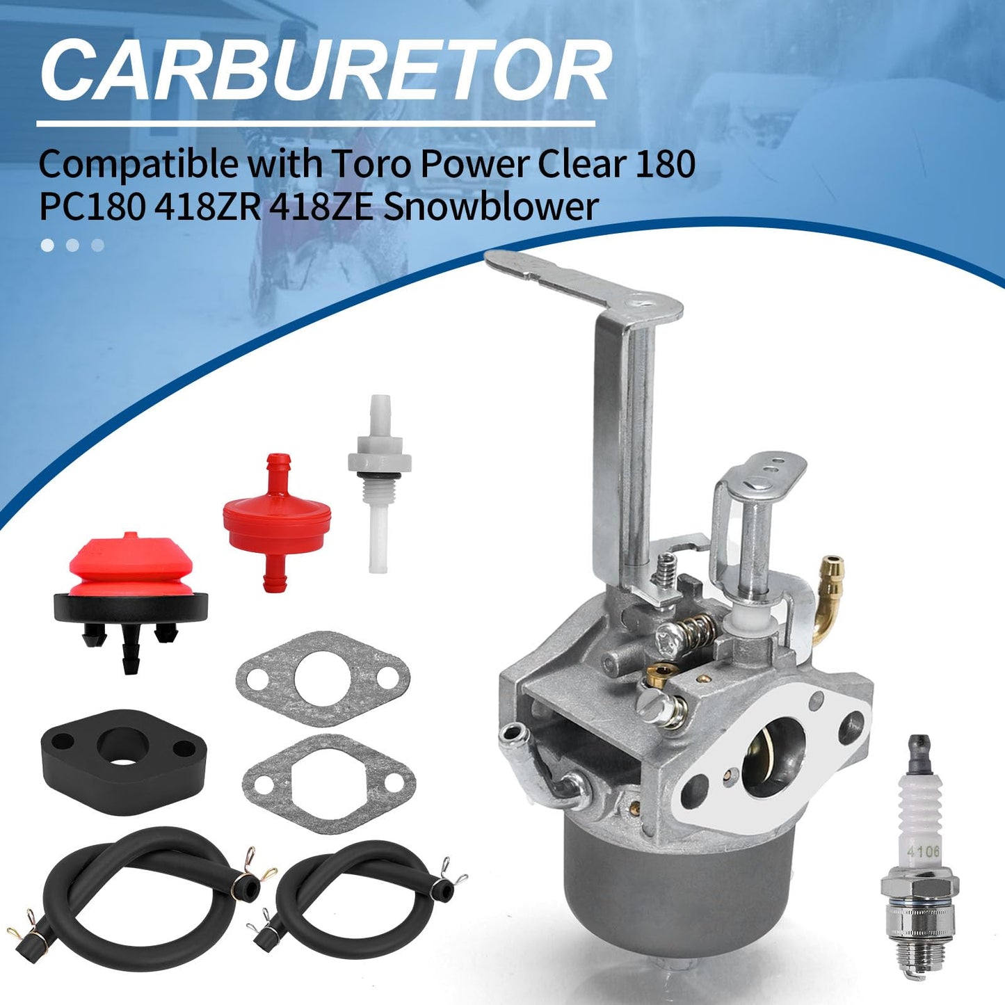 SYOWADA 119-1980 Carburetor Repair Kit Replacement for Toro Power Clear 180 PC180 418ZR 418ZE Snowblower, 520-876 Replacement for Toro 38272 38273 38282 38283
