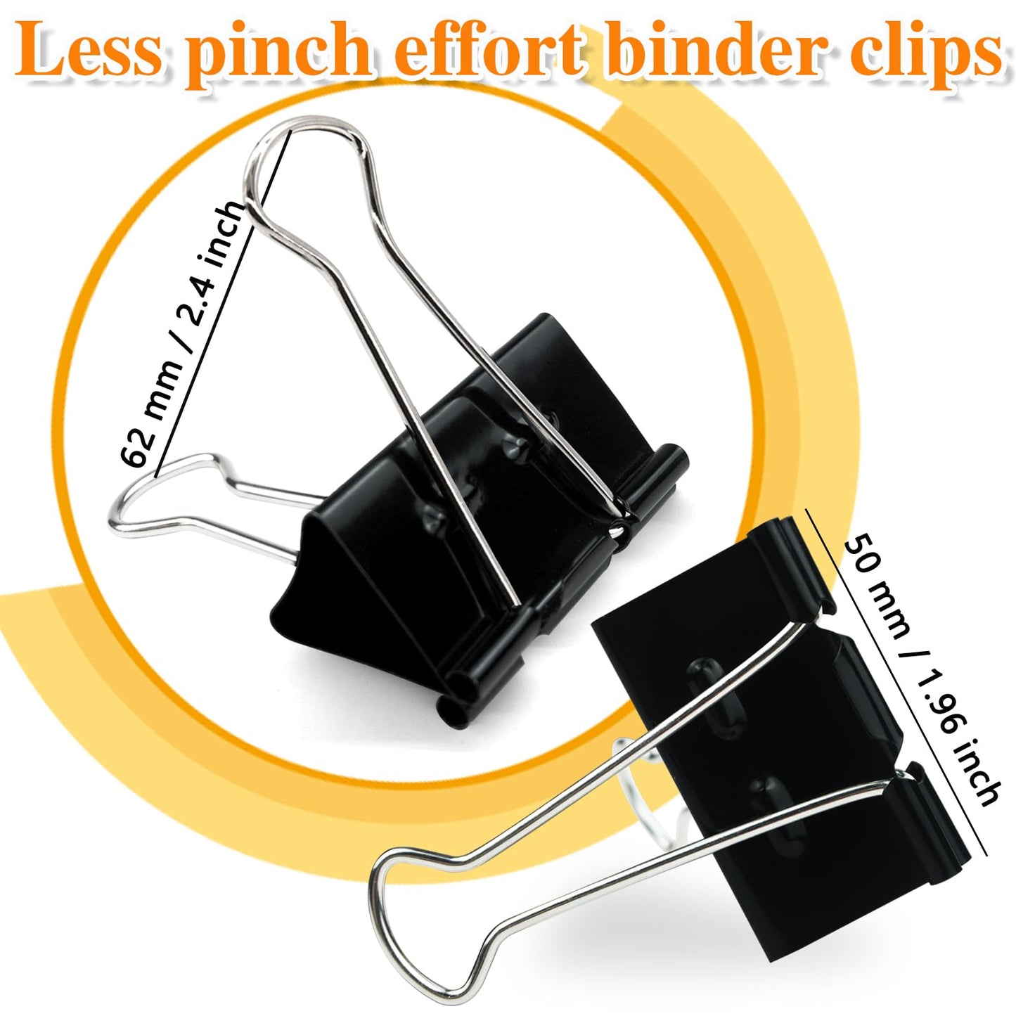 48Pcs Binder Clips(2 Inch), Large Binder Clips Heavy Duty Paper Clamps for Office and Home Supplies