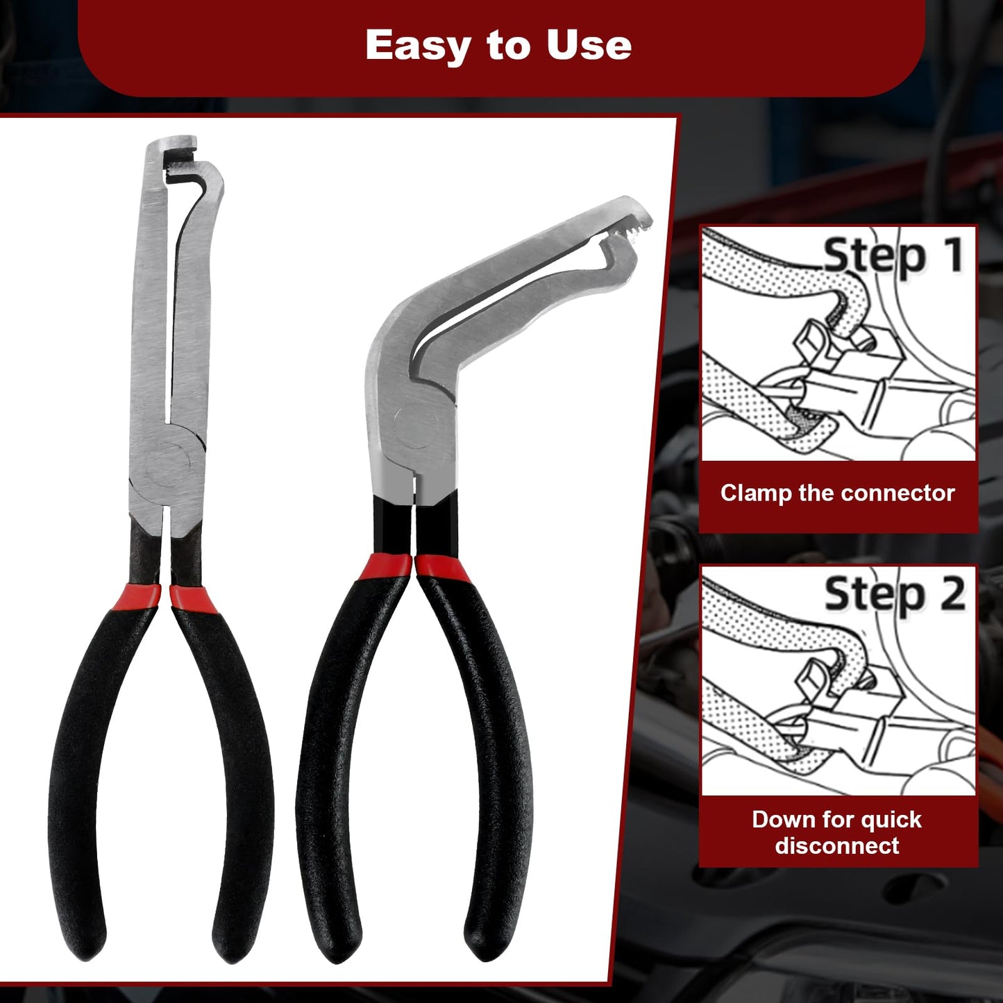 4PCS Electrical Disconnect Pliers Set,37960 Straight +37980 60° +13120 Electrical Disconnect Pliers for Cars,Carbon Steel Fuel Line Disconnect Tool Set, Connector Repairs for Mechanics and DIYers