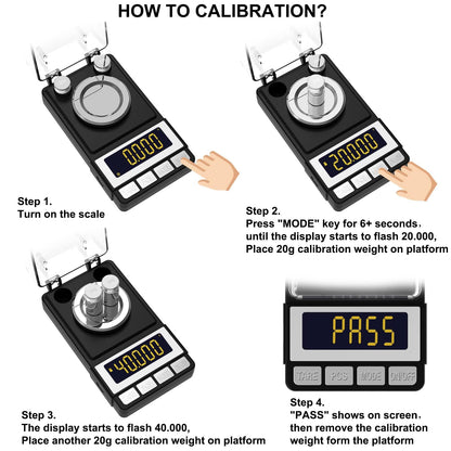 WEIGHTMAN Milligram Scale 50g / 0.001g, Reloading Scale with 2X 20g Calibration Weight, High Precision Jewelry Scale with Large LCD Display, MG Scale for Gold Medicine Powder, Battery Included
