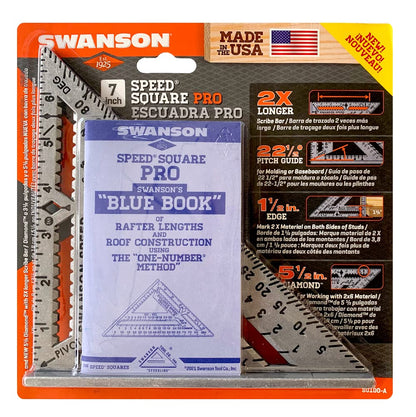 Swanson Tool Co Speed Square Pro 7" with Pro Blue Book, Model S0100-A