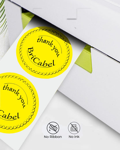 4 Inch Large Yellow Round Thermal Labels, 300 Labels/Roll,Self-Adhesive Circular Inventory Stickers, Multi-Purpose Round Roll Thermal Printing Stickers for Business and Domestic Use