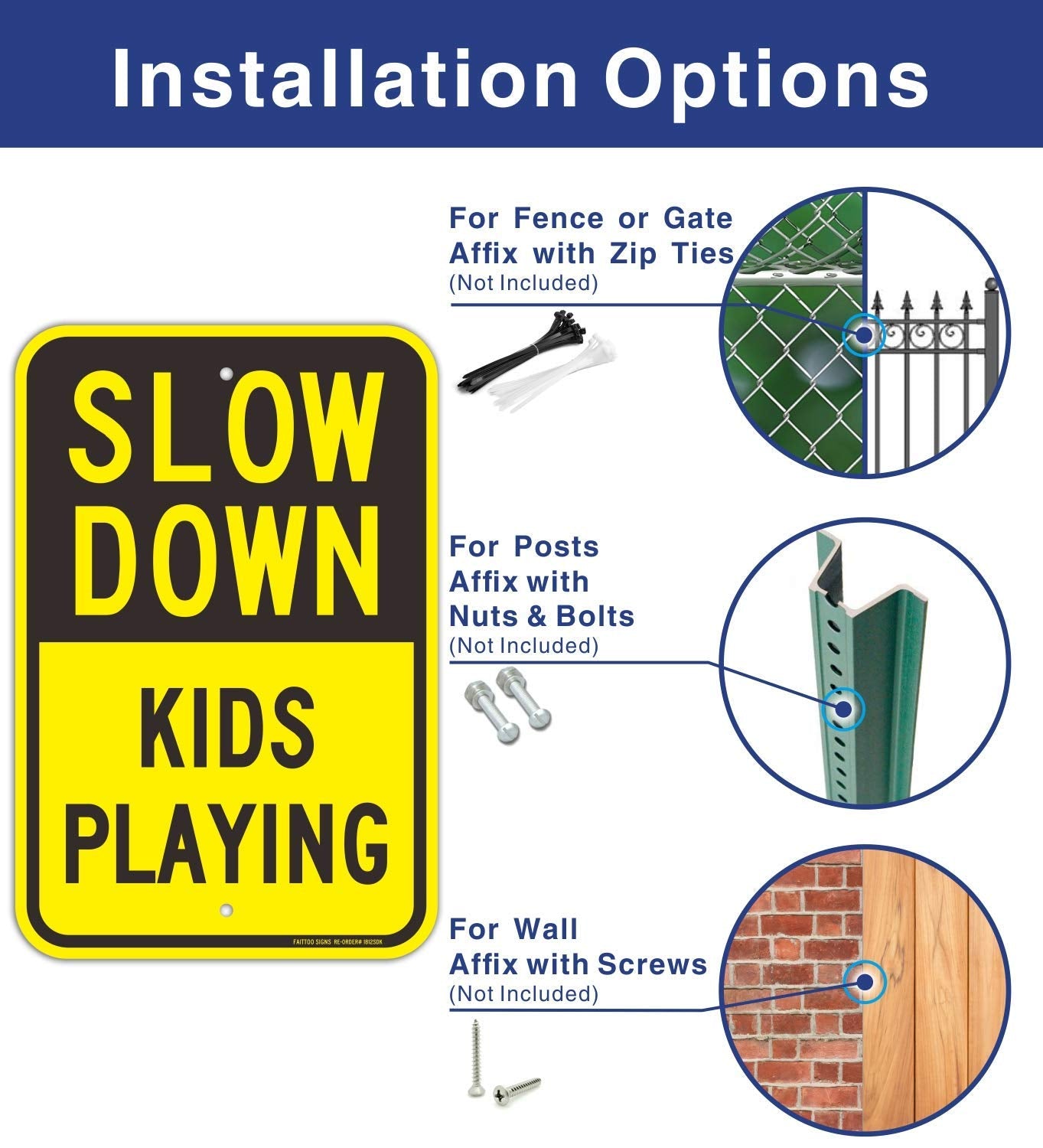 (2 Pack) Slow Down Sign, Slow Down Kids Playing Sign, 18 x 12 Engineer Grade Reflective Sheeting Rust Free Aluminum, Weather Resistant, Waterproof, Durable Ink