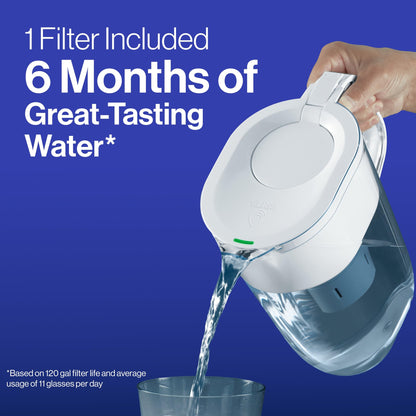 Brita 10 Cup Elite Filter Pitcher with Smart Light Indicator, Reduces 30+ Contaminants including Lead and Microplastics, Filter lasts 6 months, Tahoe, Black