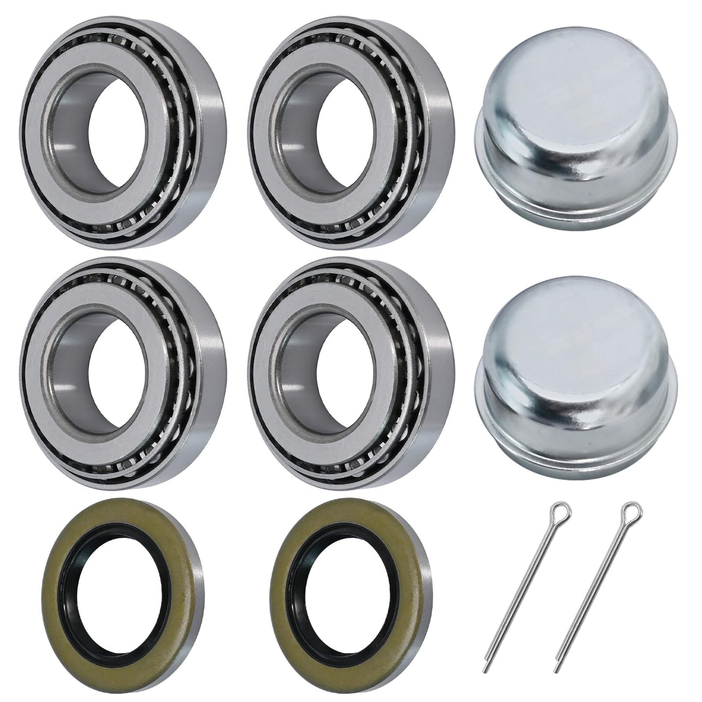 Anxingo 2 Set Trailer Wheel Hub Bearings Kit, L44643/L44610 Bearing Set Tapered Roller Bearings, Replace for 1.00'' ID, 1.98" OD, 0.58" Width with 12192TB Grease Seals