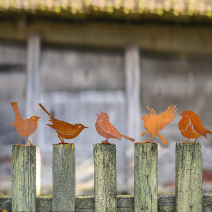 Reagia 5pcs Rusty Birds with Screws Birds Garden Silhouette Decoration Decorative Rusty Metal Garden Yard Art Metal Birds Bird Ornaments Patio Yard Landscape