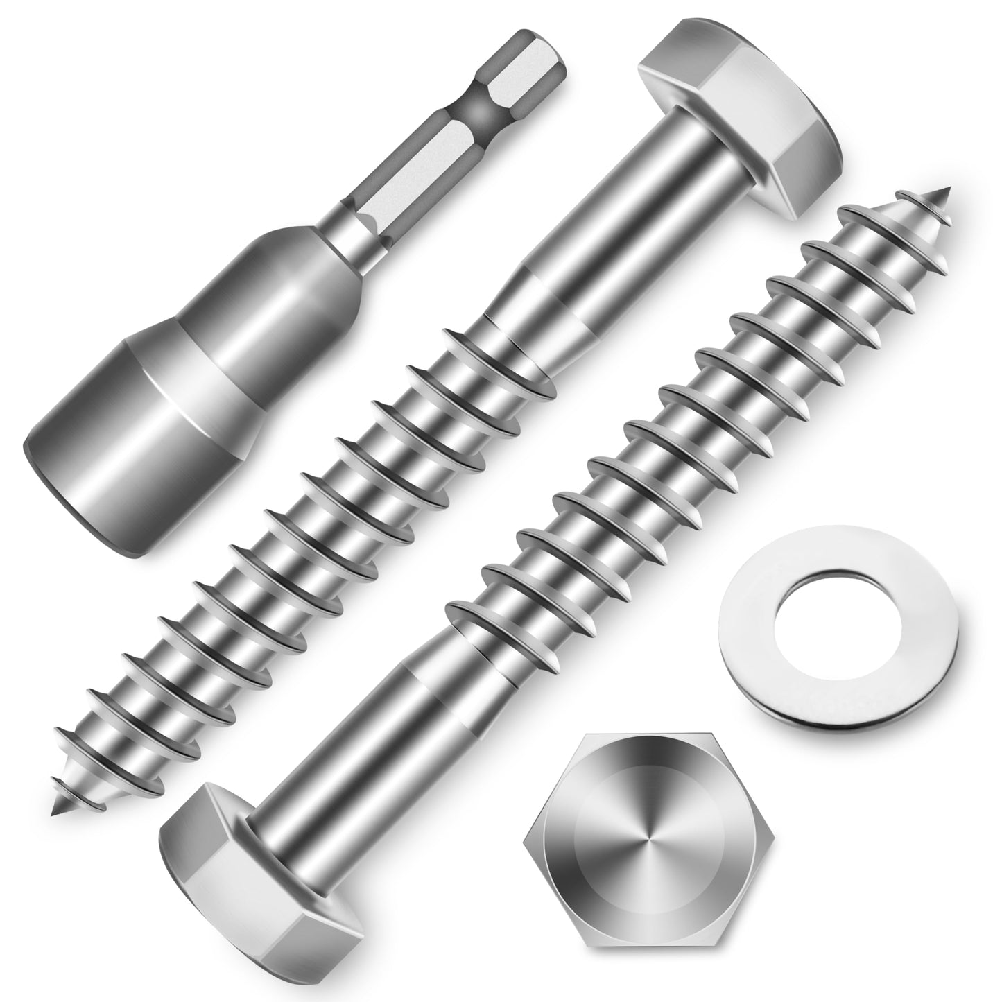 (8-Set) 1/2 x 3 Lag Screws, Stainless Steel Heavy Duty Hex Head Lag Bolts for Wood, Commercial/Industrial Grade 1/4 Bolts, Mounting Screws Bolts Kit, Black Oxided by Marysino