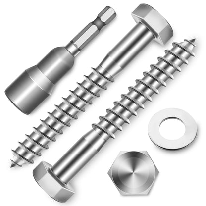 (8-Set) 1/2 x 3 Lag Screws, Stainless Steel Heavy Duty Hex Head Lag Bolts for Wood, Commercial/Industrial Grade 1/4 Bolts, Mounting Screws Bolts Kit, Black Oxided by Marysino