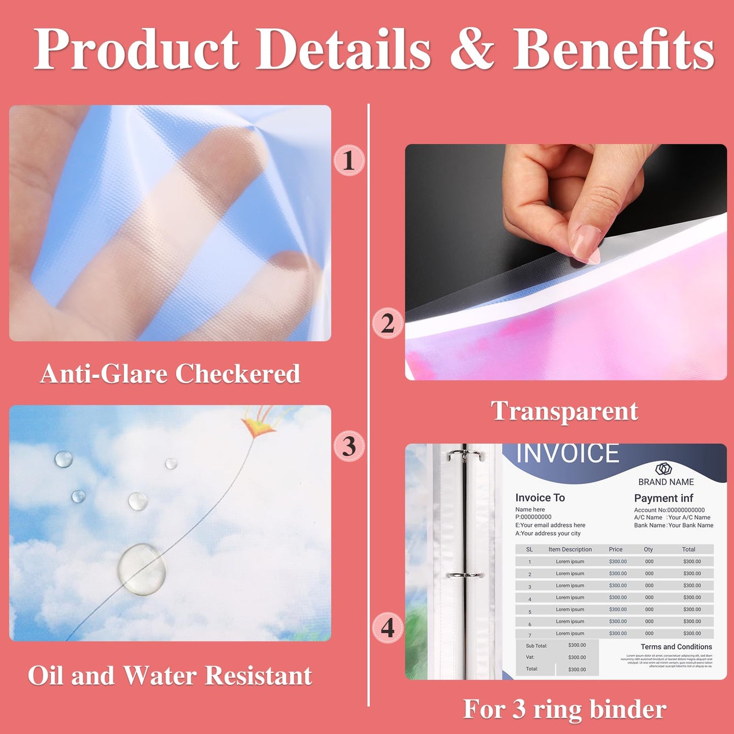 300 Pack Sheet Protectors 8.5 x 11 inch Page Protectors for 3 Ring Binder Non-Glare , Plastic Clear Sheet Protectors for Document, Paper