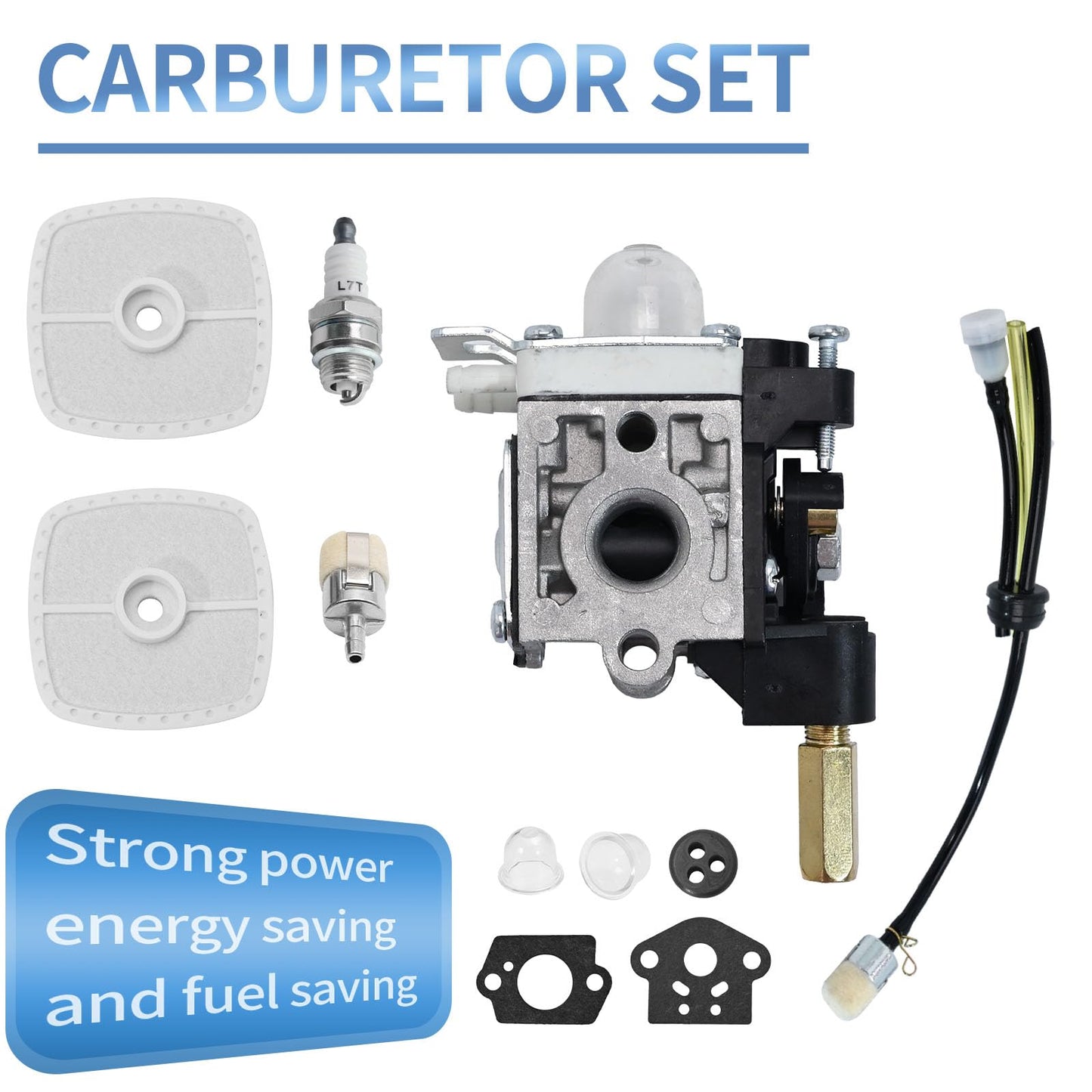 SRM210 Carburetor GT-200R Carb Kit Replacement for Echo Trimmer PE200 GT200 SRM 210 PE 200 HC150 SRM211 for Weed Eater with Tune up Primer Bulb Grommet