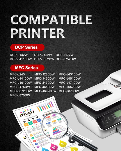 INK4U LC103 LC101 10-Pack Compatible Ink Cartridge Replacement for Brother LC103XL LC101XL (4BK 2C 2M 2Y) High Yield | Works with MFC-J870DW MFC-J6920DW MFC-J6520DW MFC-J450DW MFC-J470DW Printer