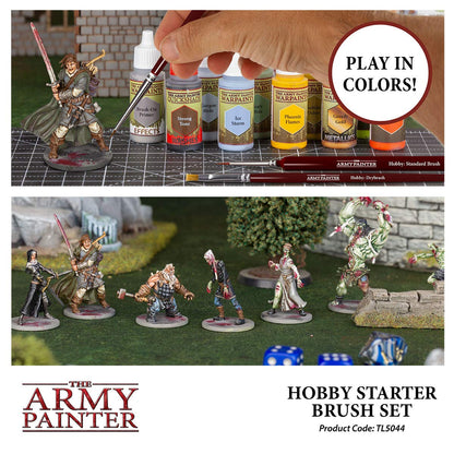 The Army Painter, Hobby Starter Brush Set, 3 Paint Brushes for Acrylic Paint incl. Drybrush, Detail & Standard Size - Model Brush for Miniature Fantasy Painting