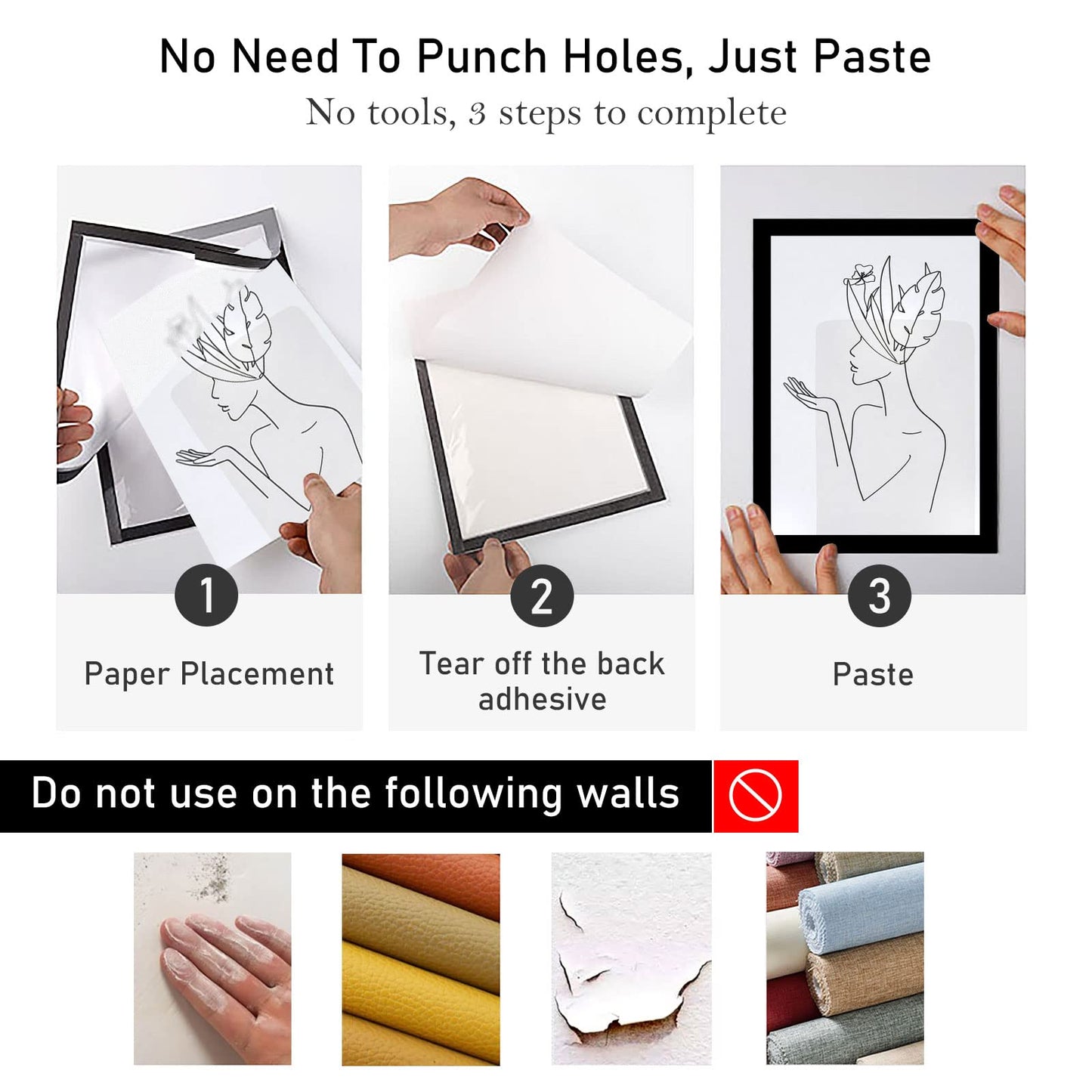 6 Pack Magnetic Wall Sign Holder 8.5 x 11 Poster Picture Frame Self-adhesive Kids Artwork Frame Display for Wall Window Shop Showroom Office