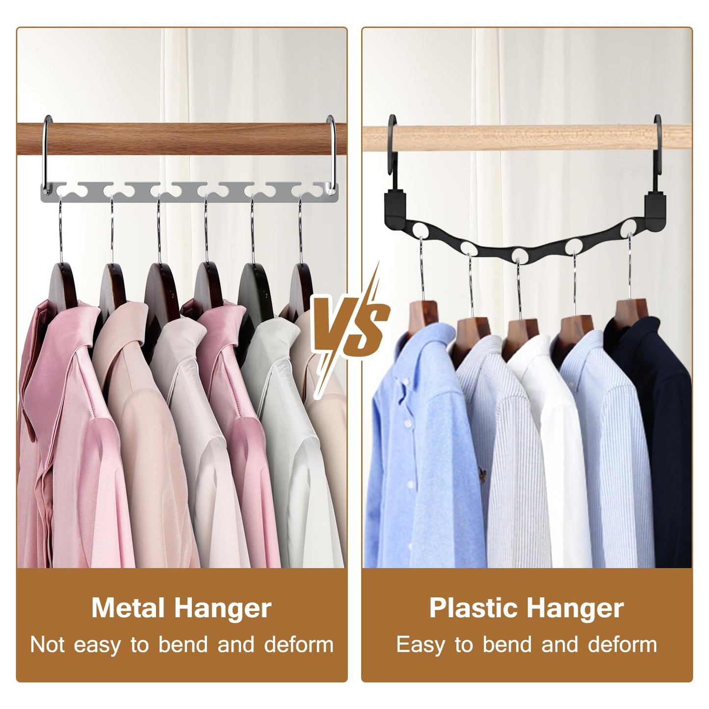 Sindax Space Saving Hangers for Closet Organizer - Sturdy Metal Hangers for Wardrobe Storage Organize, Clothes Hanger Space Saving Collapsible - 8 Pack