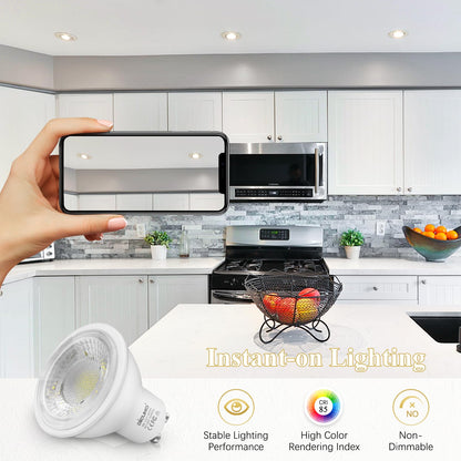 DiCUNO GU10 LED Bulbs, 6000K Daylight White, 5W (50W Equivalent) 500lm, Non-Dimmable MR16 Spotlight Bulbs, GU10 Base for Track & Recessed Lighting, 10-Pack