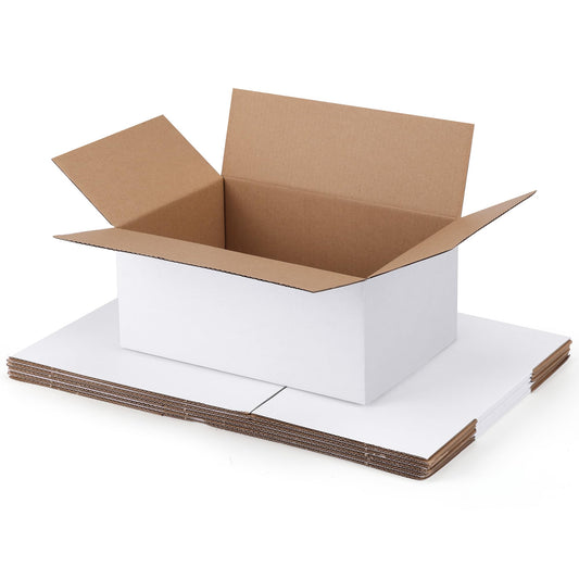 SPEPLA Shipping Boxes 10x7x5 Set of 6, White Corrugated Cardboard Box for Mailing Business Packaging