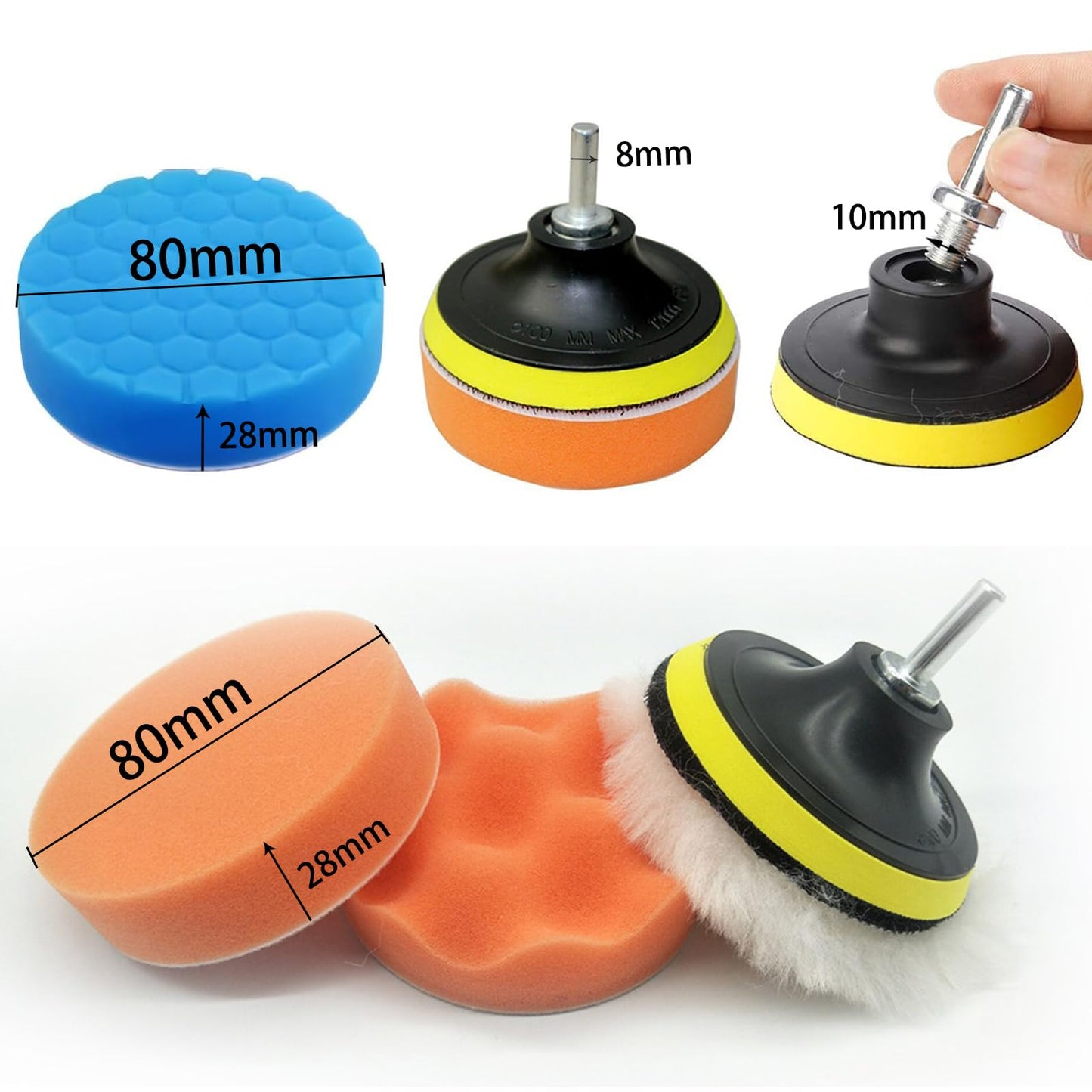 Polishing Pads 3 inch Buffing Pad, Car Drill Polishing Kit for Car Polisher Sanding Waxing, 31 Pack
