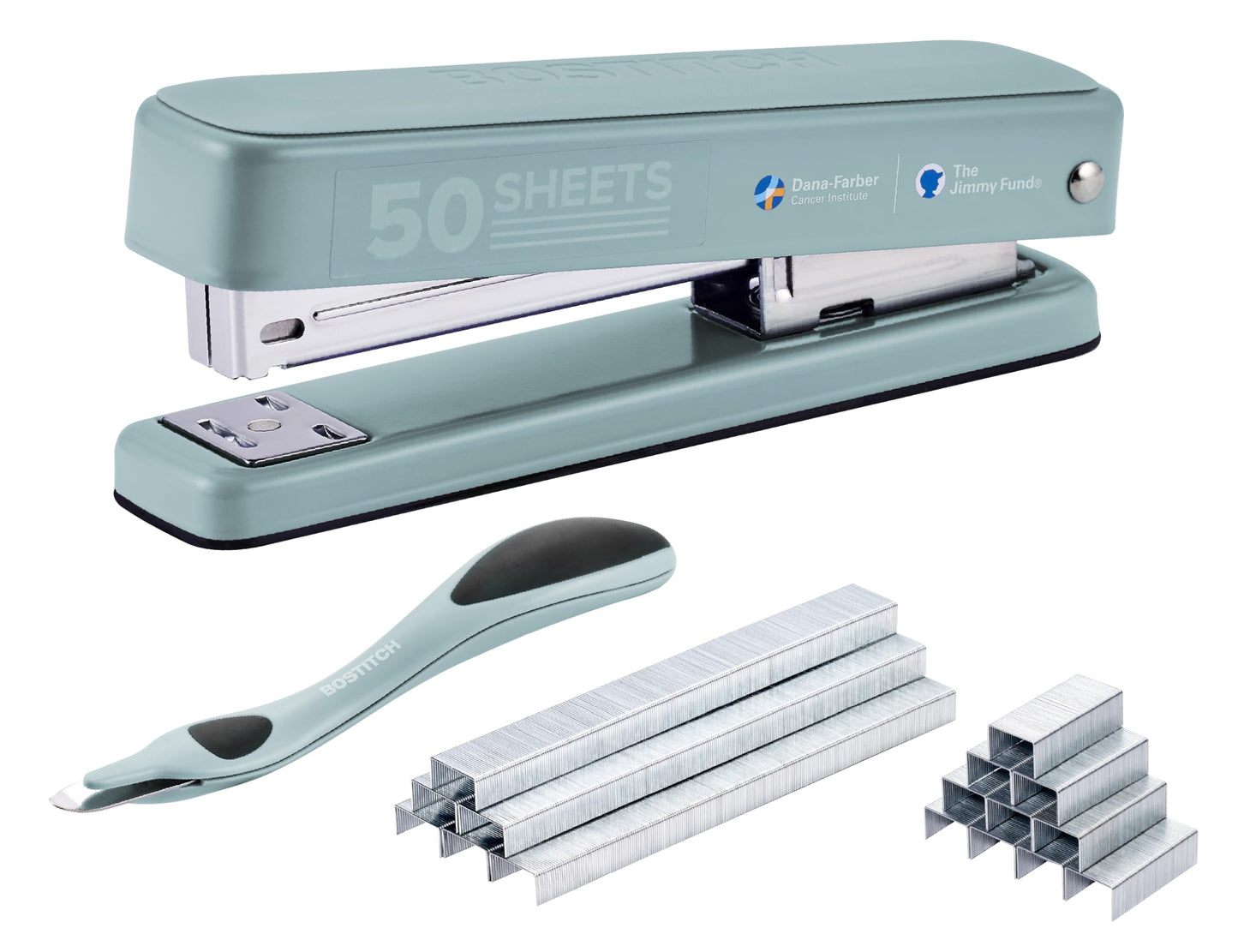 Bostitch Titan Heavy Duty Metal Stapler, 50 Sheet Capacity with 1250 Staples and Ergonomic Staple Remover, Jam Free Stapling, Full Strip Stapler for Desk, Office and Classroom, Sage
