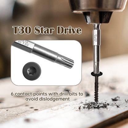 Deck Screws #14 x 4-1/2 Inch, Structural Wood Screws 50Pcs Heavy Duty Construction Screw, Rust Resistant, Black Coated Exterior Wood/Lag/Timber Screws T30 Star Bit (#14 x 4-1/2")