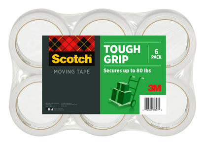 Scotch Tough Grip Moving Packaging Tape, 1.88-Inch X 54.6 Yds, 6 Rolls/Pk