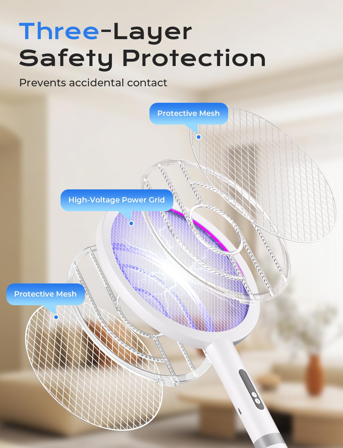 YISSVIC Bug Zapper Racket 4000 Volt Electric Fly Swatter Fly Zapper Indoor Outdoor Dual Modes with Attractant Light Rechargeable