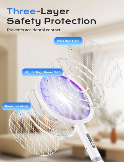 YISSVIC Bug Zapper Racket 4000 Volt Electric Fly Swatter Fly Zapper Indoor Outdoor Dual Modes with Attractant Light Rechargeable